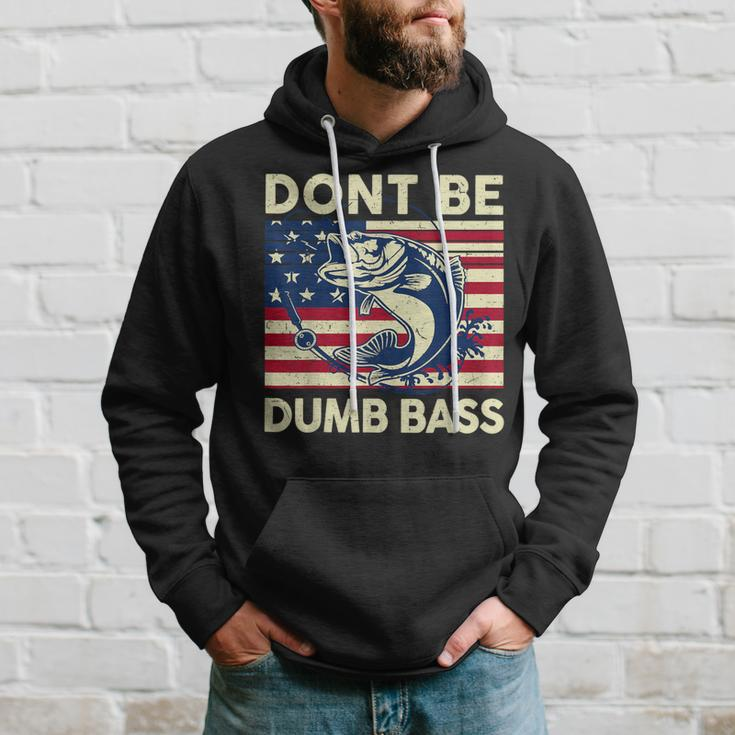 Dont Be Dumb Bass Adult Humor Usa Flag Dad Fishing Hoodie Gifts for Him