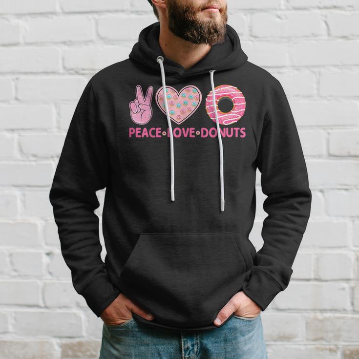 Doughnut Donut Lover Peace Love Donuts Themed Hoodie Gifts for Him