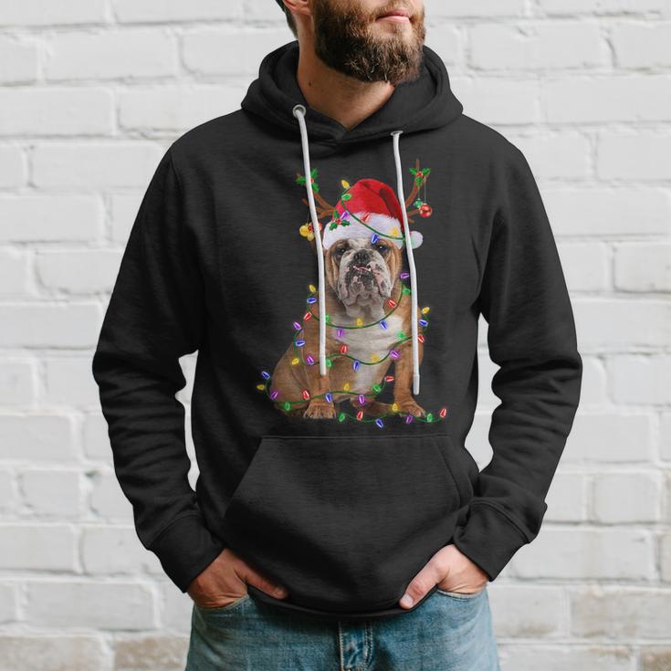 English Bulldog Dog Tree Christmas Lights Xmas Pajama Hoodie Gifts for Him