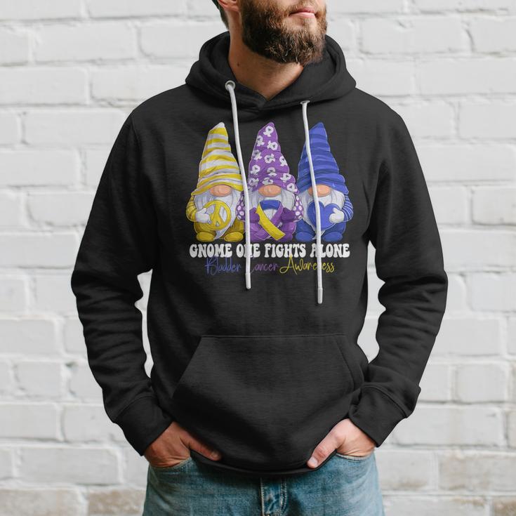 Gnomies Bladder Cancer Awareness Month Purple Ribbon Hoodie Gifts for Him