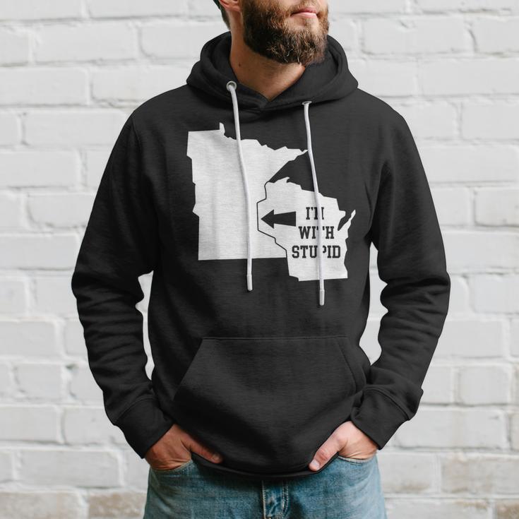 I'm With Stupid Minnesota Arrow From Wisconsin Hoodie Gifts for Him