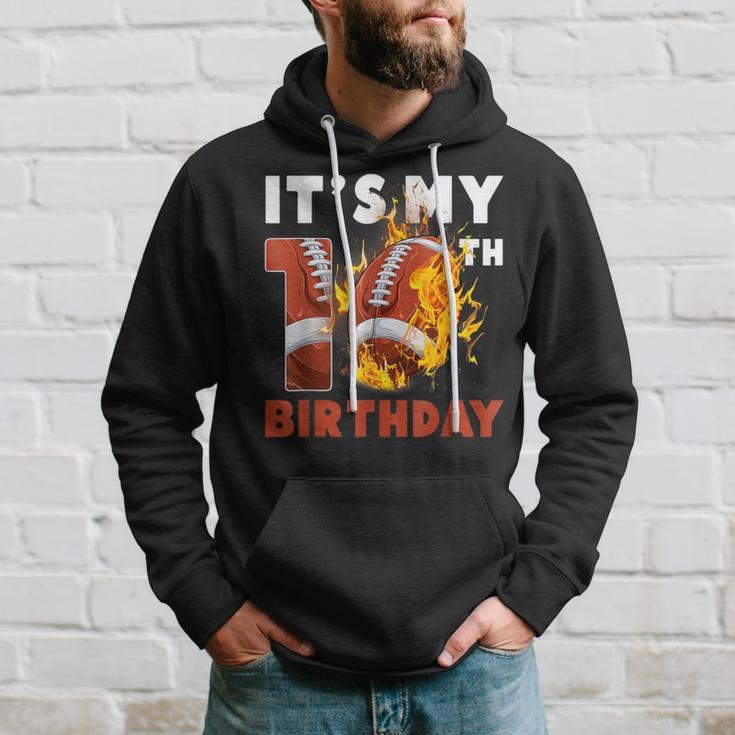 It's My 10Th Birthday 10 Years Old Football Ball Boys Hoodie Gifts for Him
