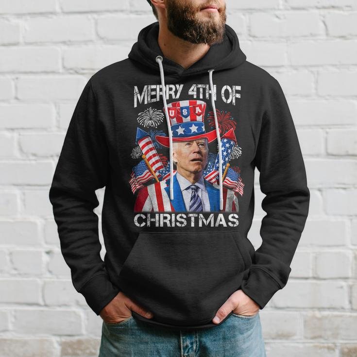 Joe Biden Merry 4Th Of Christmas 4Th Of July Firework Hoodie Gifts for Him