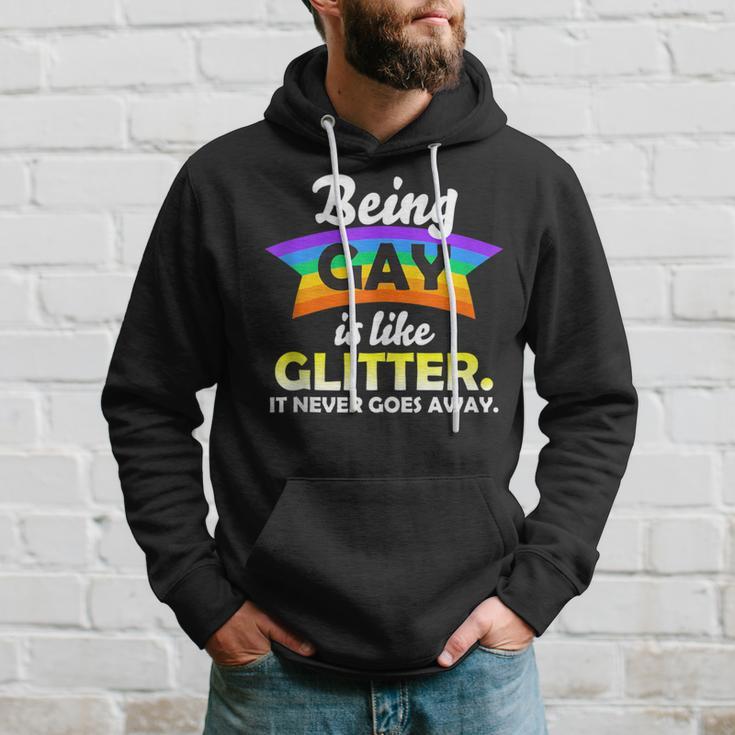 Lgbtq Being Gay Is Like Glitter It Never Goes Away Hoodie Gifts for Him