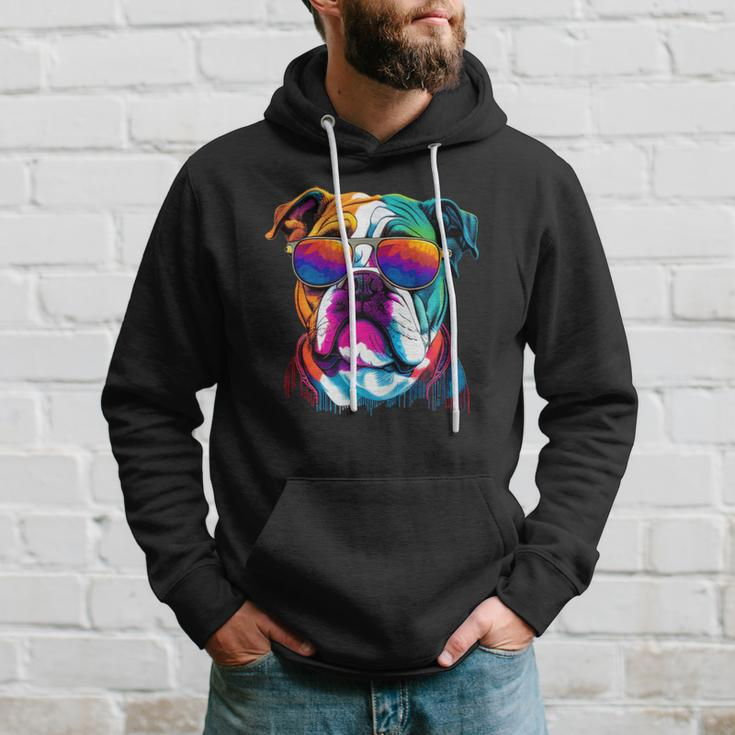 Multicolor English Bulldog Face Hoodie Gifts for Him