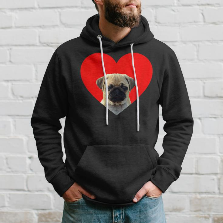 Pug Lover Dog Love Red Heart Father's Day Hoodie Gifts for Him