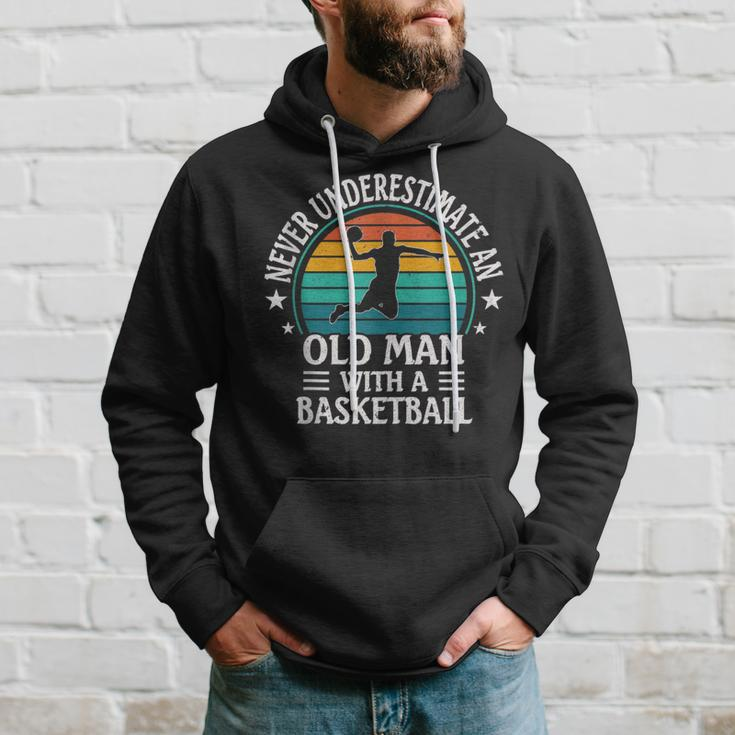 Retro Never Underestimate An Old Man With A Basketball Hoodie Gifts for Him