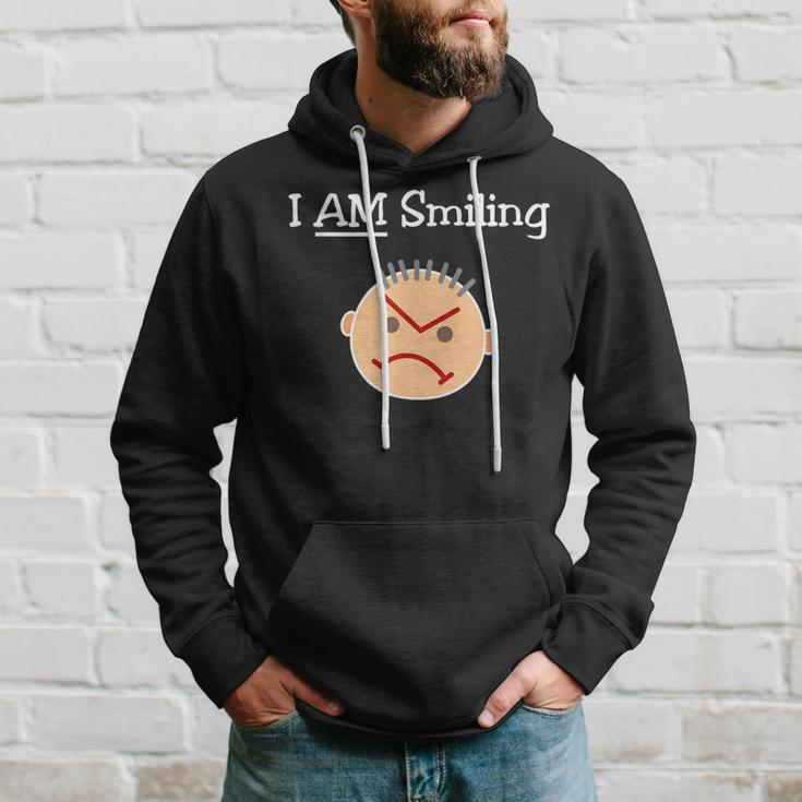 I Am Smiling Grouchy Angry Crabby Guy Dark Color Hoodie Gifts for Him