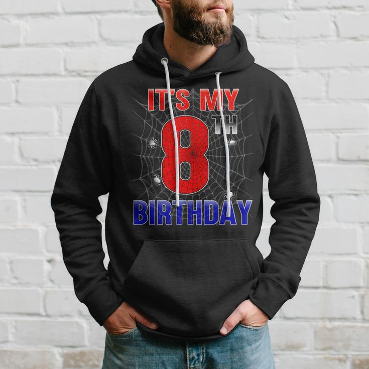 Spider Web 8 Year Old It's My 8Th Birthday Boy Hoodie Gifts for Him