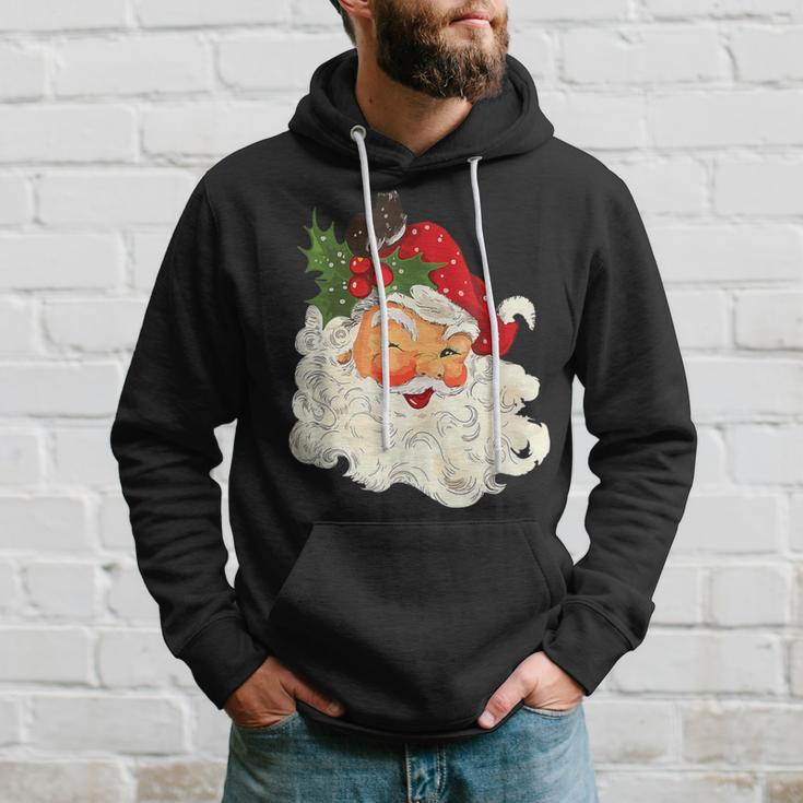 Vintage Red Santa Claus Red Christmas Graphic Hoodie Gifts for Him