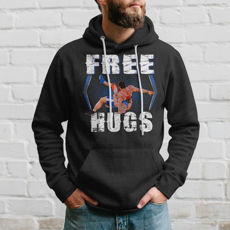 Wrestling Free Hugs Wrestling Vintage Hoodie Gifts for Him