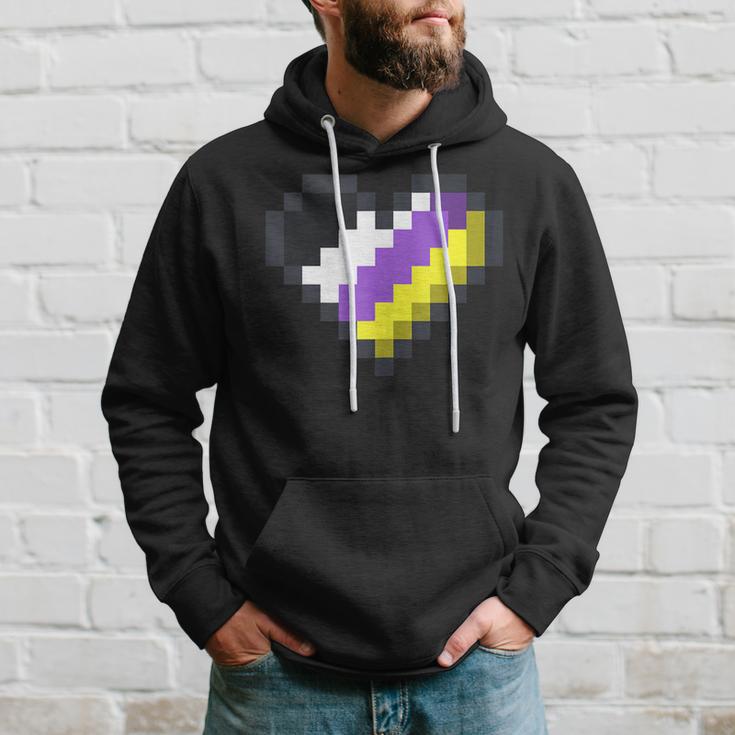 Gaymer Lgbt Retro Pride Gender Non-Binary Gamer Heart Hoodie Gifts for Him