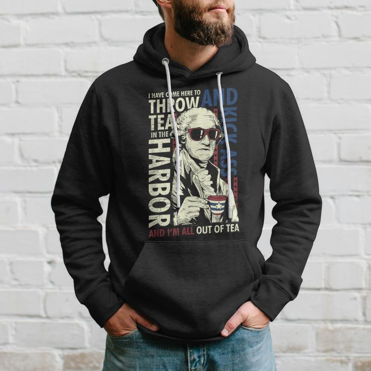 George Washington Throwing Tea Kick Ass 4Th Of July Hoodie Gifts for Him