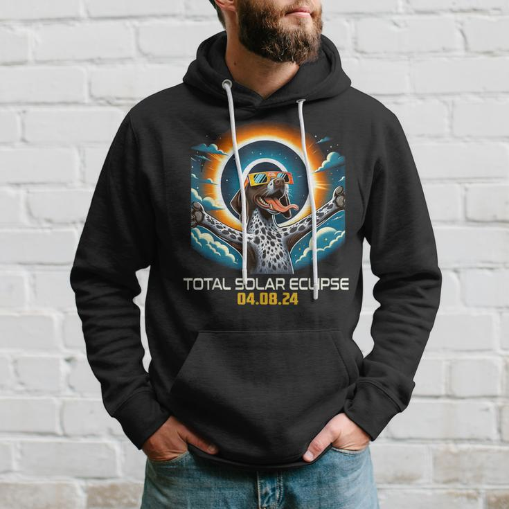 German Shorthaired Pointer Dog Selfie Solar Eclipse Hoodie Gifts for Him