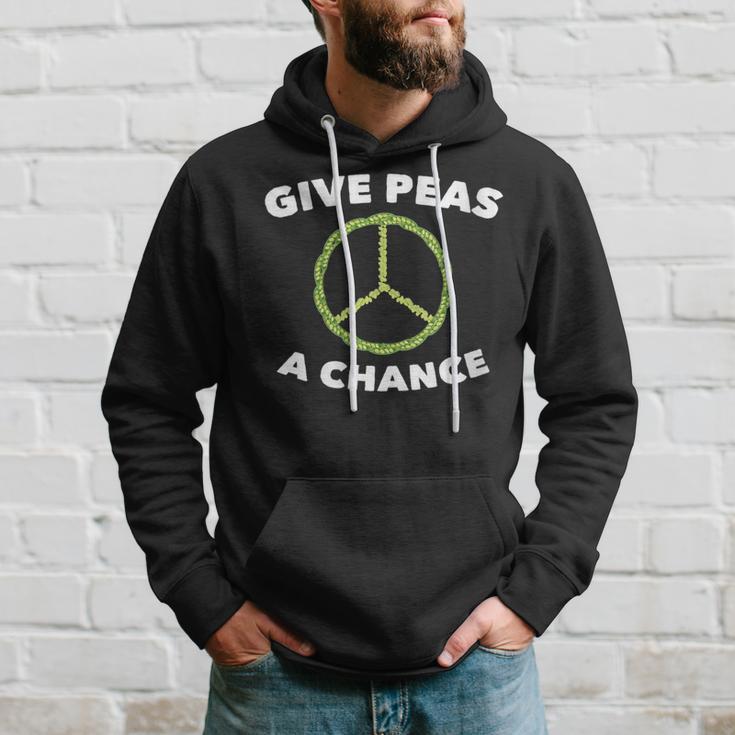 Give Peas A Chance Pun Vegan Vegetarian Hoodie Gifts for Him