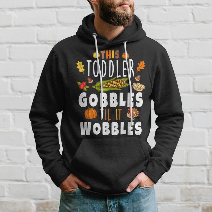 Gobble Till You Wobble Toddler Boys Thanksgiving Pumpkin Hoodie Gifts for Him