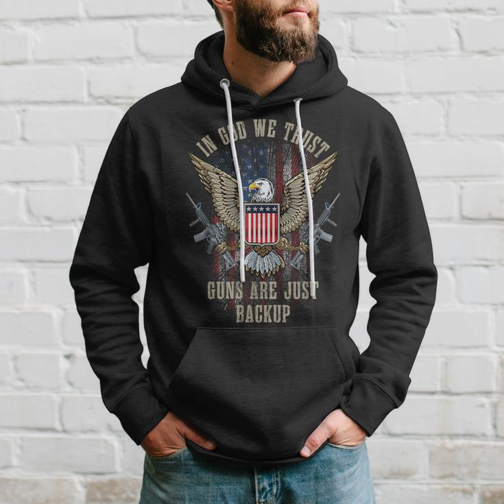 In God We Trust Guns Are Just Backup American Flag Hoodie Gifts for Him