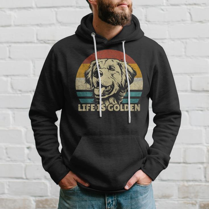 Golden Retriever Dog Life Is Golden Retro Vintage Hoodie Geschenke für Ihn