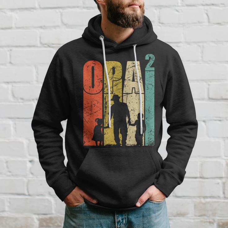 Grandpa Hoch 2 Doppelfach Opa Der Opa Mit 2 Grandchildren Hoodie Geschenke für Ihn