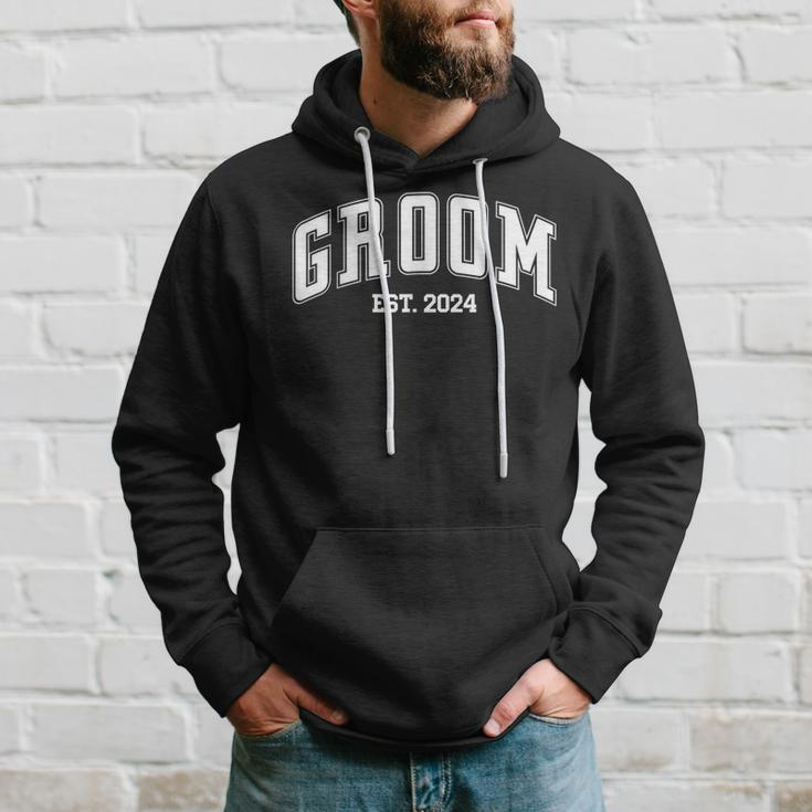 Groom Bride Est 2024 Retro Just Married Couples Wedding Hoodie Gifts for Him