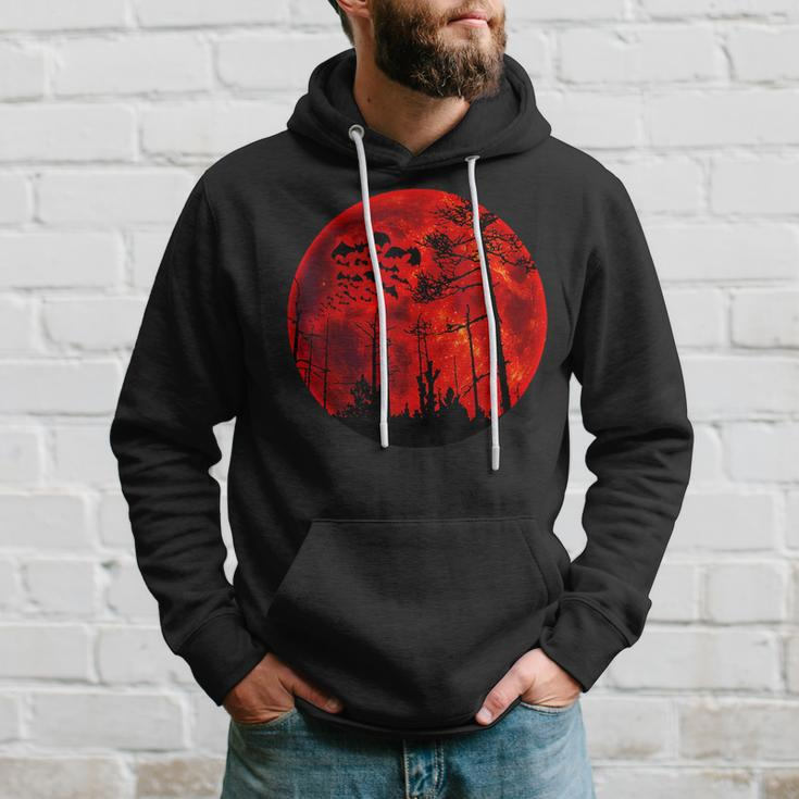 Grunge Bats Flying Gothic Blood Red Moon Hoodie Gifts for Him