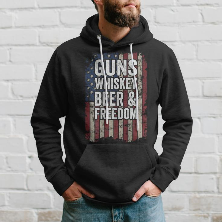 Guns Whisky Beer And Freedom Pro Gun Usa On Back Hoodie Gifts for Him