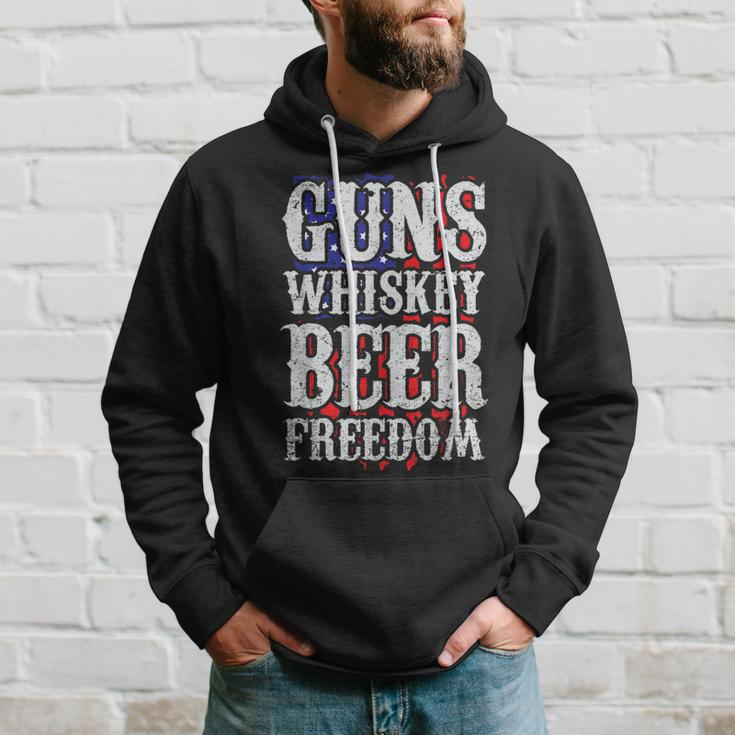 Guns Whisky Beer And Freedom Us Flag Hoodie Gifts for Him