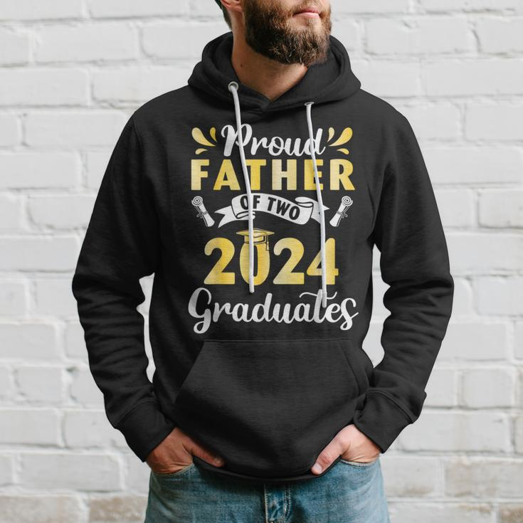Happy Class Of School Day Proud Father Of Two 2024 Graduates Hoodie Gifts for Him