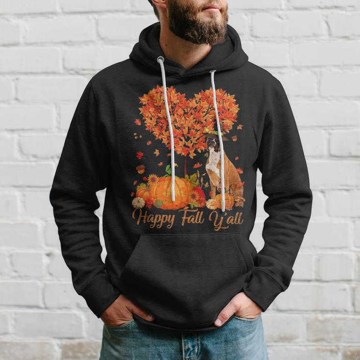Happy Fall Y'all Boxer Dog Pumpkin Thanksgiving Hoodie Gifts for Him