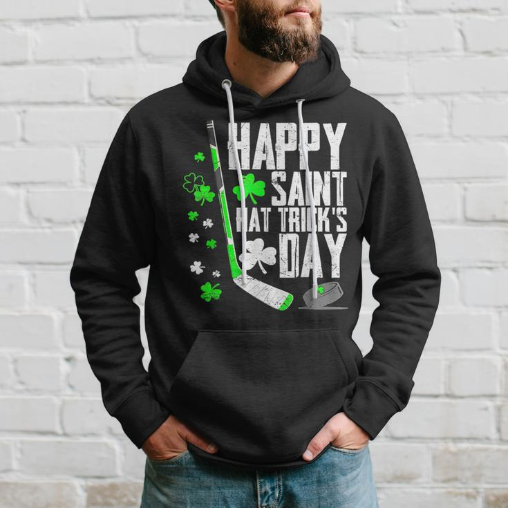 Happy Saint Hat Trick's Day Ice Hockey St Patrick's Hoodie Gifts for Him