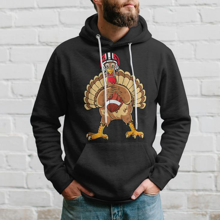 Happy Thanksgiving Turkey Playing Football Dad Boys Hoodie Gifts for Him