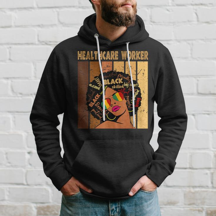 Healthcare Worker Afro African American Black History Month Hoodie Gifts for Him