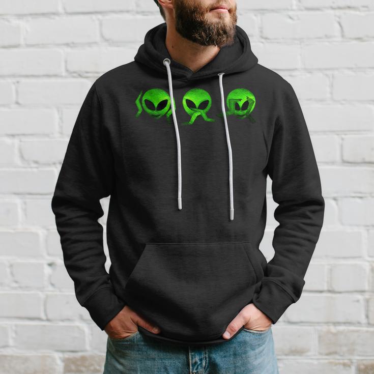 Hear No Evil Speak No Evil See No Evil Alien Hoodie Gifts for Him