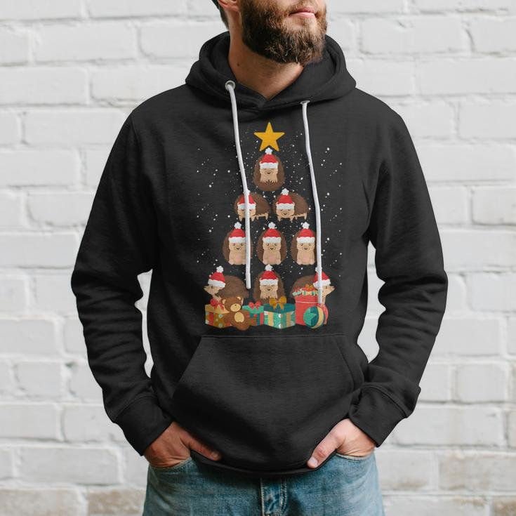 Hedgehog Christmas Tree Animal Lover Holiday Apparel Hoodie Gifts for Him