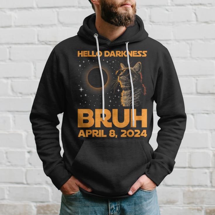 Hello Darkness Bruh Cat Lover Solar Eclipse April 08 2024 Hoodie Gifts for Him