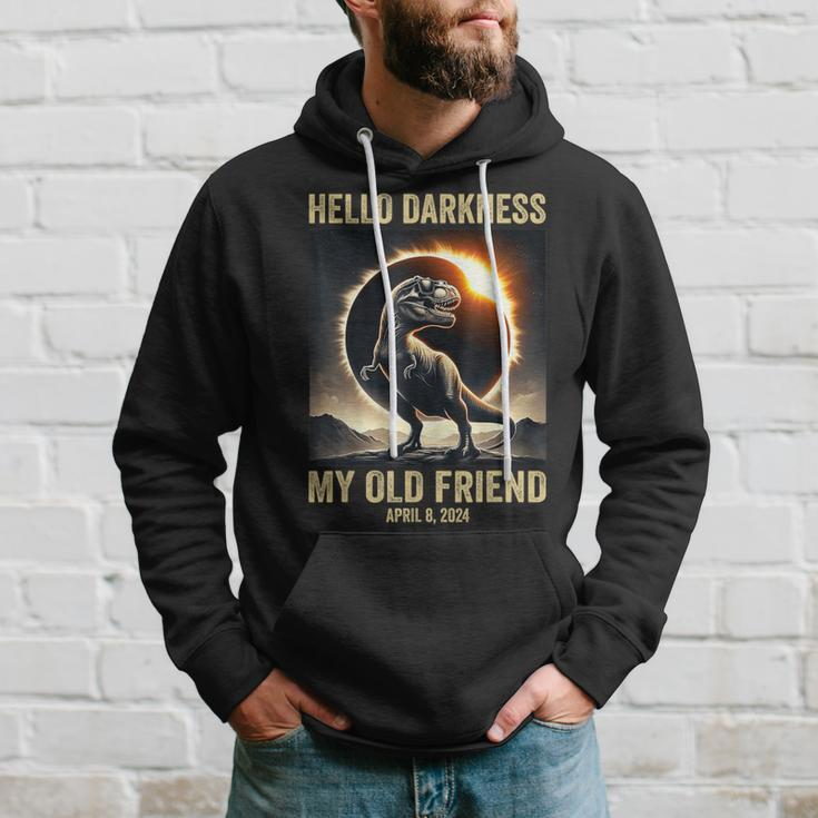 Hello Darkness Dino T-Rex Solar Eclipse April 8 2024 Hoodie Gifts for Him