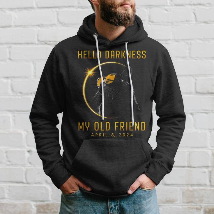 Hello Darkness My Old Friend Solar Eclipse 2024 Cat Lovers Hoodie Gifts for Him