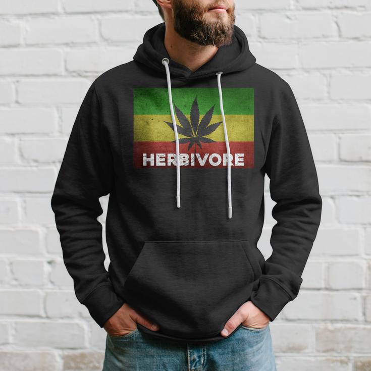 Herbivore Pun Marijuana Weed Cannabis Leaf Jamaican Hoodie Gifts for Him