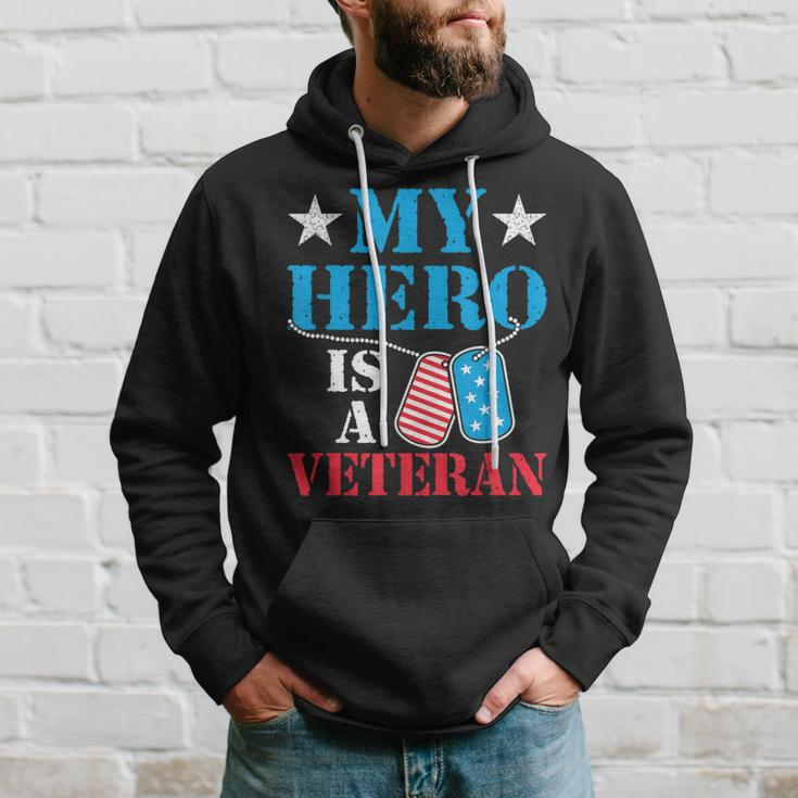 My Hero Is A Veteran Veteran's Day Family Dad Grandpa Hoodie Gifts for Him