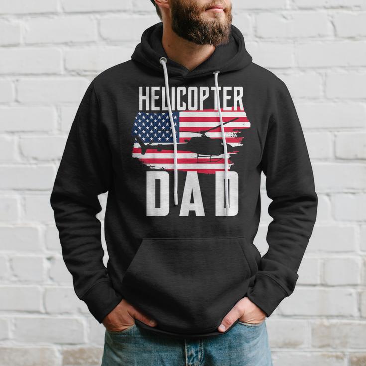 Herren Hubschrauber Papa Usa Flagge Hubschrauber Pilotatertag Kapuzenpullover Geschenke für Ihn