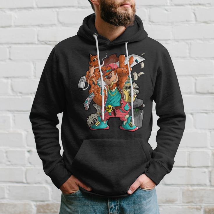 Hip Hop Teddy Bear With Squirrel Adult Hoodie Gifts for Him