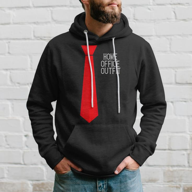 Home Office Outfit Red Tie Telecommute Working From Home Hoodie Gifts for Him