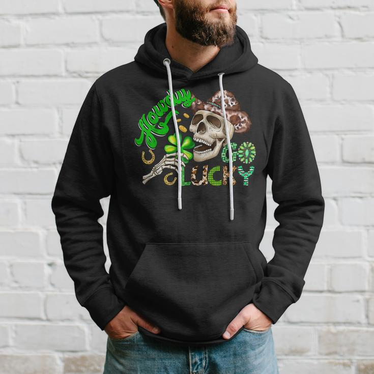 Howdy Go Lucky Leopard St Patrick's Day Western Cowboy Women Hoodie Gifts for Him