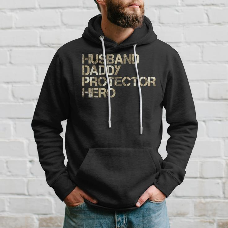 Husband Daddy Protector-Hero Fathers Day Camo American Flag Hoodie Gifts for Him