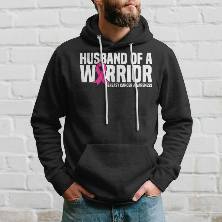 Husband Of A Warrior Pink Ribbon Breast Cancer Awareness Hoodie Gifts for Him