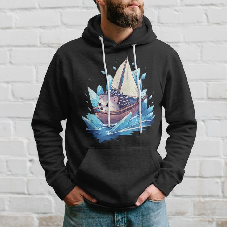 Ice Sailing Hedgehog Ice Sailing Ice Boating Yachting Kapuzenpullover Geschenke für Ihn