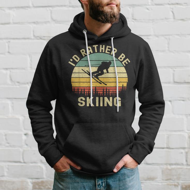 I'd Rather Be Skiing Retrointage Skifahrer Ski Herren Papa Jungen Kapuzenpullover Geschenke für Ihn