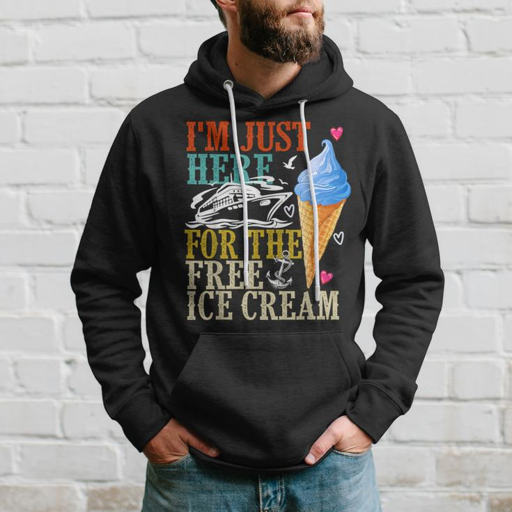 I'm Just Here For The Free Ice Cream Cruise Lover 2024 Hoodie Gifts for Him