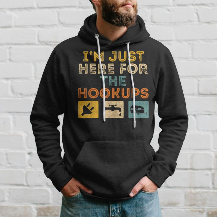 I'm Just Here For The Hookups Camp Rv Camper Camping Hoodie Gifts for Him