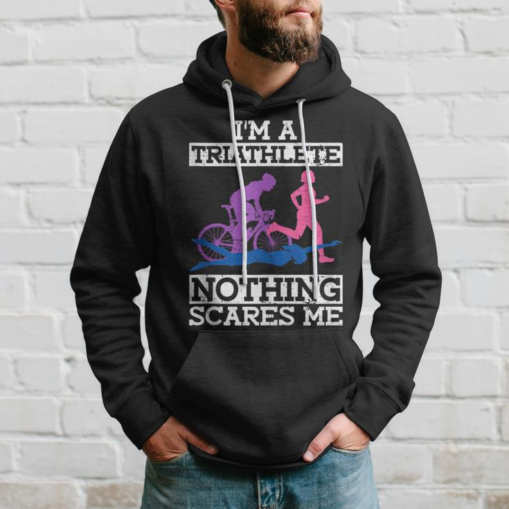 I'm A Triathlete Nothing Scares Me Triathlon Hoodie Gifts for Him